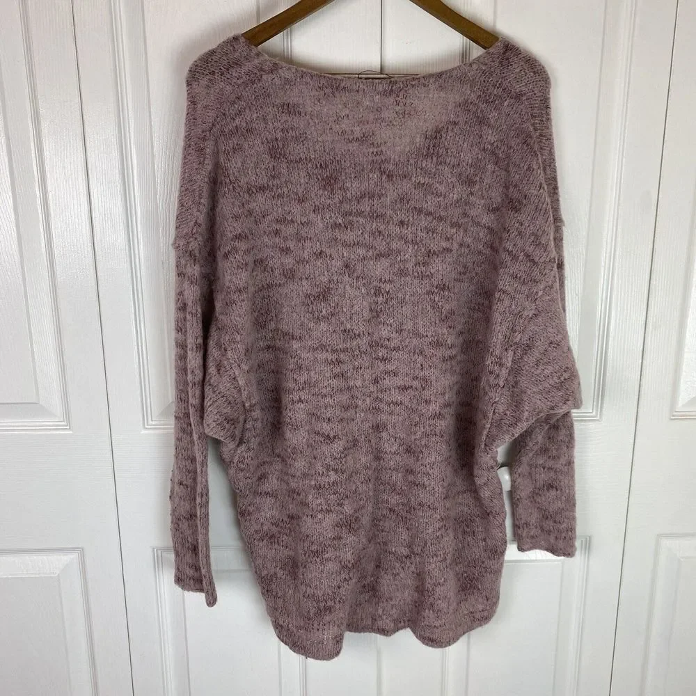 Free People S Sweater Pullover Alpaca Mohair Blend V-Neck Purple Knit Long sleev